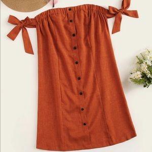 Shein Button Through Knot Detail Toe Sleeve Dress